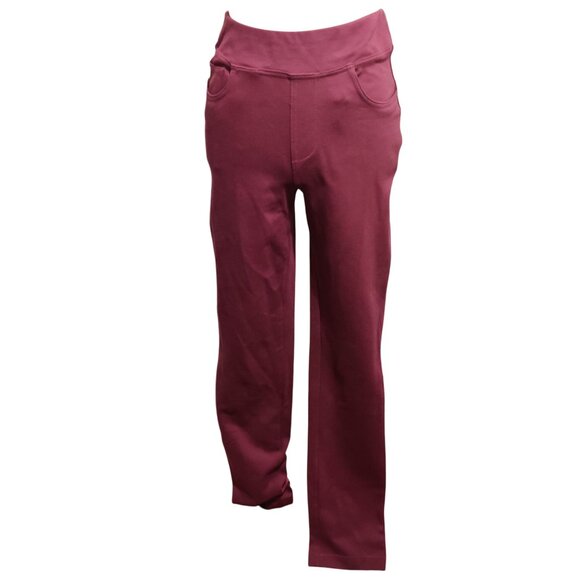 Kim Gravel 6 Tall High Rise Burgundy Pull On Straight Leg Stretch Pants Pockets - Picture 1 of 11